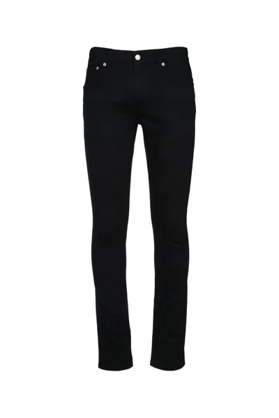 Alexander Mcqueen Washed-black Cotton-blend Skinny-cut Denim Jeans