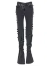 Alexander Mcqueen Flared Jeans With Unique Lace-up Detailing And High-quality Cotton Fabric In Black