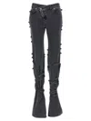 Alexander Mcqueen Women Black Denim Trouser With Knot Details In Black