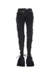 Alexander Mcqueen Flared Jeans With Unique Lace-up Detailing And High-quality Cotton Fabric In Black