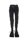 Alexander Mcqueen Flared Jeans With Unique Lace-up Detailing And High-quality Cotton Fabric In Blackstonewashed