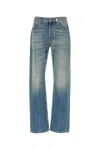 Alexander Mcqueen Blue High Waisted Jeans With Logo Detail On The Loop And Logo Patch On The Rear In In Blue