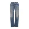Alexander Mcqueen Blue High Waisted Jeans With Logo Detail On The Loop And Logo Patch On The Rear In In Blue