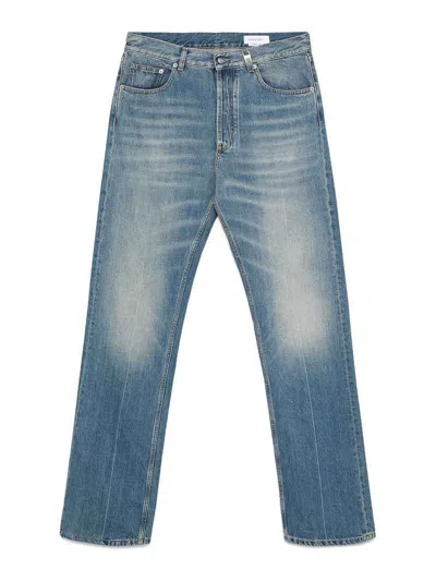 Alexander Mcqueen Mcqueen Skull Straight Leg Jeans In Blue Washed