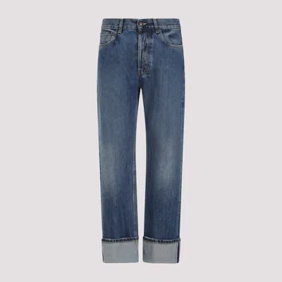 Alexander Mcqueen Straight Leg Jeans With Faux Pocket On The Back. In Blue