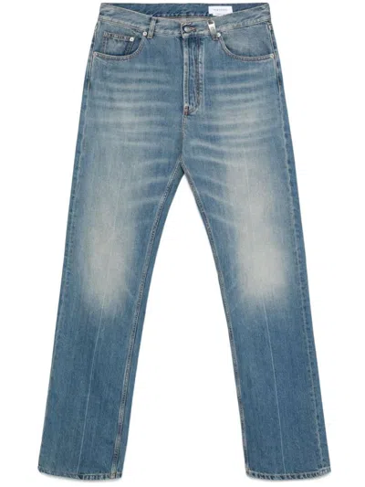 Alexander Mcqueen Mcqueen Skull Straight Leg Jeans In Blue Washed