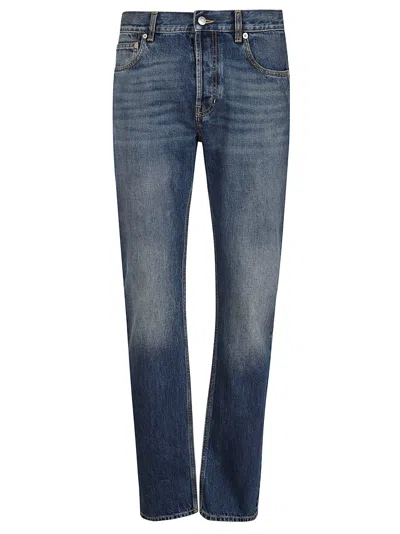 Alexander Mcqueen Straight Leg Jeans With Faux Pocket On The Back. In Blue