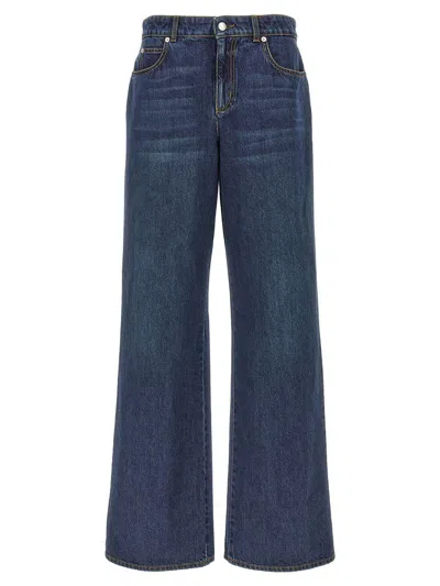 Alexander Mcqueen Mcqueen Indigo Wide-leg Denim Jeans In Blue