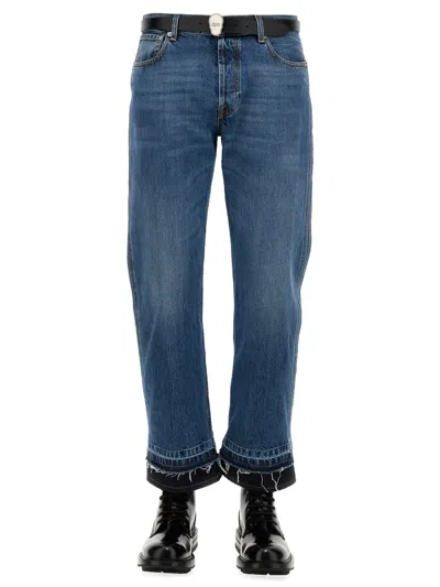 Alexander Mcqueen Straight-leg Cropped Jeans In Blue