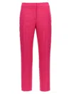 Alexander Mcqueen Fuchsia Cigarette Pants With Welt Pocket In Viscose Blend Woman In Purple