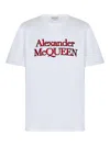 Alexander Mcqueen Loose Fit Cotton T-shirt With Crew Neck And Lateral Slits In White