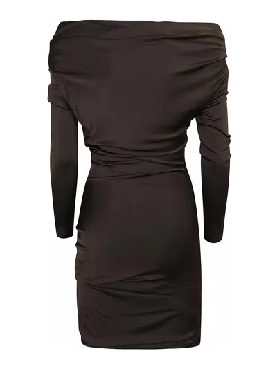 ALEXANDER MCQUEEN VESTIDO CORTO - MARRÓN OSCURO