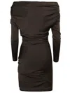Alexander Mcqueen Ebony Brown Asymmetric Bodycon Dress In Ebony