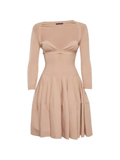 Pre-owned Alexander Mcqueen Jersey Knit Flared Mini Dress In Neutral