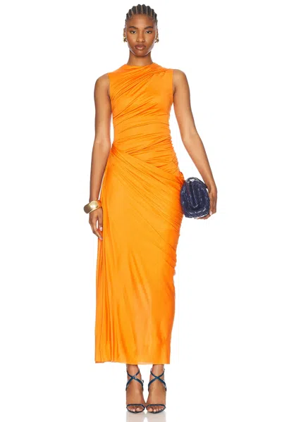Alexander Mcqueen Jersey Midi Dress In Bright Orange
