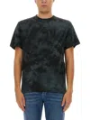 Alexander Mcqueen Mcqueen Skull Patch Tie Dye Cotton T-shirt In Gray