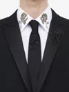 Alexander Mcqueen Jet Rose Embroidered Tie