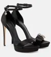 Alexander Mcqueen Jewel Embellished Satin Platform Sandals In Black