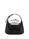 Alexander Mcqueen Mini Jewelled Leather Hobo In Black
