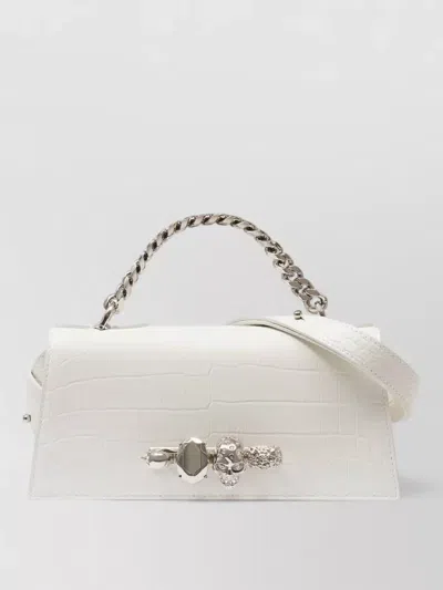 Alexander Mcqueen Jewel Mini Shoulder Bag Leather Hardware In Neutrals