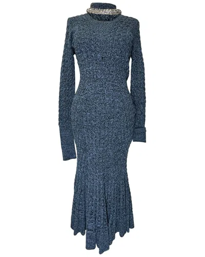 Pre-owned Alexander Mcqueen Jeweled Collar Knitted Midi Dress