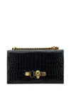 Alexander Mcqueen Black And Golden Jewelled Satchel Bag In Nero