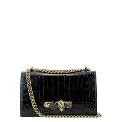Alexander Mcqueen Jeweled Satchel Shoulder Bag In Black