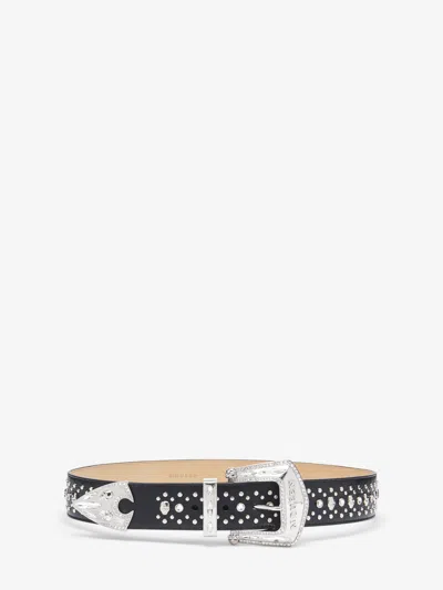 Alexander Mcqueen Jewelled Arrow Belt In Black