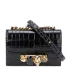 Alexander Mcqueen Jewelled Crocodile-effect Satchel In Black