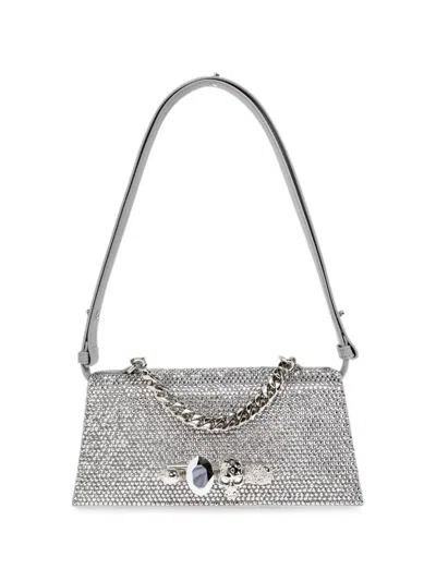 Alexander Mcqueen Jewelled Crystal-embellished Shoulder Bag In Silver