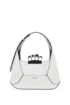 Alexander Mcqueen Women Silver Leather Jewelled Hobo Handbag Medium In White