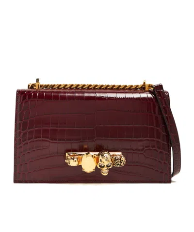 Alexander Mcqueen Jewelled Leather Satchel Bag In Brown