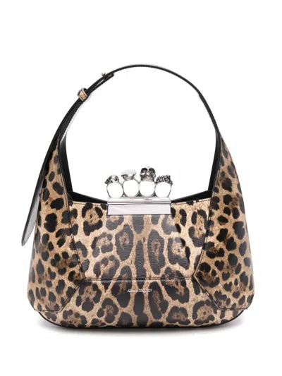 Alexander Mcqueen Women's Printed Leather The Jewelled Hobo Shoulder Bag In Leopard Print