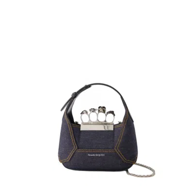 Alexander Mcqueen Jewelled Hobo Mini Bag - Leather - Black