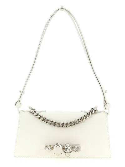 Alexander Mcqueen Jewelled Mini Shoulder Bag In White