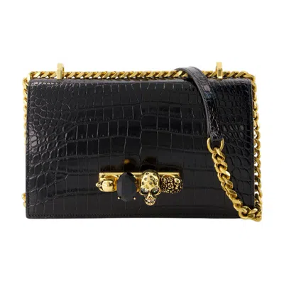 Alexander Mcqueen Jewelled Satchel Bag In Black