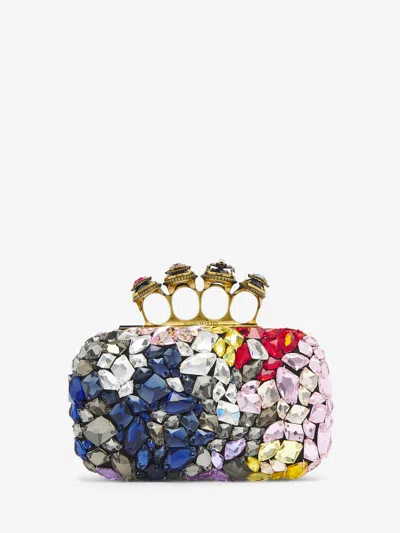 Alexander Mcqueen Jewelled Spider Knuckle Clutch In Multicolor