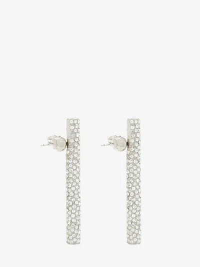 Alexander Mcqueen Jewelled T-bar Earrings In Palladium