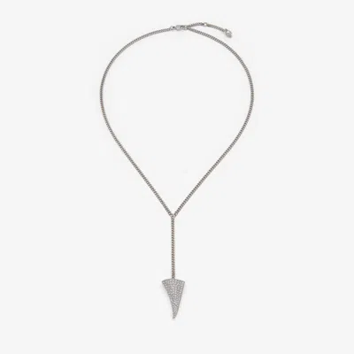 Alexander Mcqueen Jewelled Tiger Claw Necklace In Palladium
