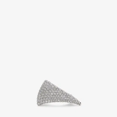 Alexander Mcqueen Jewelled Tiger Claw Ring In Palladium