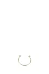 Alexander Mcqueen Women Gold Metal Twin Skull Bracelet In 0953greige