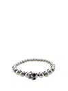 Alexander Mcqueen Beaded Skull Motif Bracelet In Grey