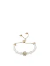 Alexander Mcqueen Skull And Pearl Friendship Bracelet In Gold