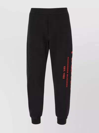 Alexander Mcqueen Joggers Cotton Elastic Cuffs In Black
