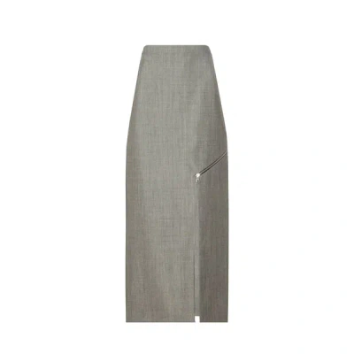 Alexander Mcqueen Pencil Skirt With Zipped Slit In Gray