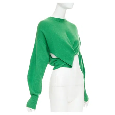 Pre-owned Alexander Mcqueen Kelly Wool Cashmere Twisted Curved Sleeves Pullover Sweater In Green