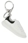 Alexander Mcqueen Man White Leather Key Ring In White