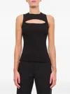 Alexander Mcqueen Women Slashed Knt Slvls Tp In Black