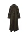Alexander Mcqueen Double-breasted Trench Coat With Draped In Military