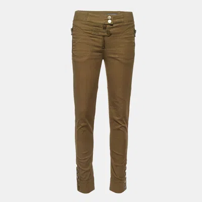 Pre-owned Alexander Mcqueen Khaki Green Button Detail Pants S